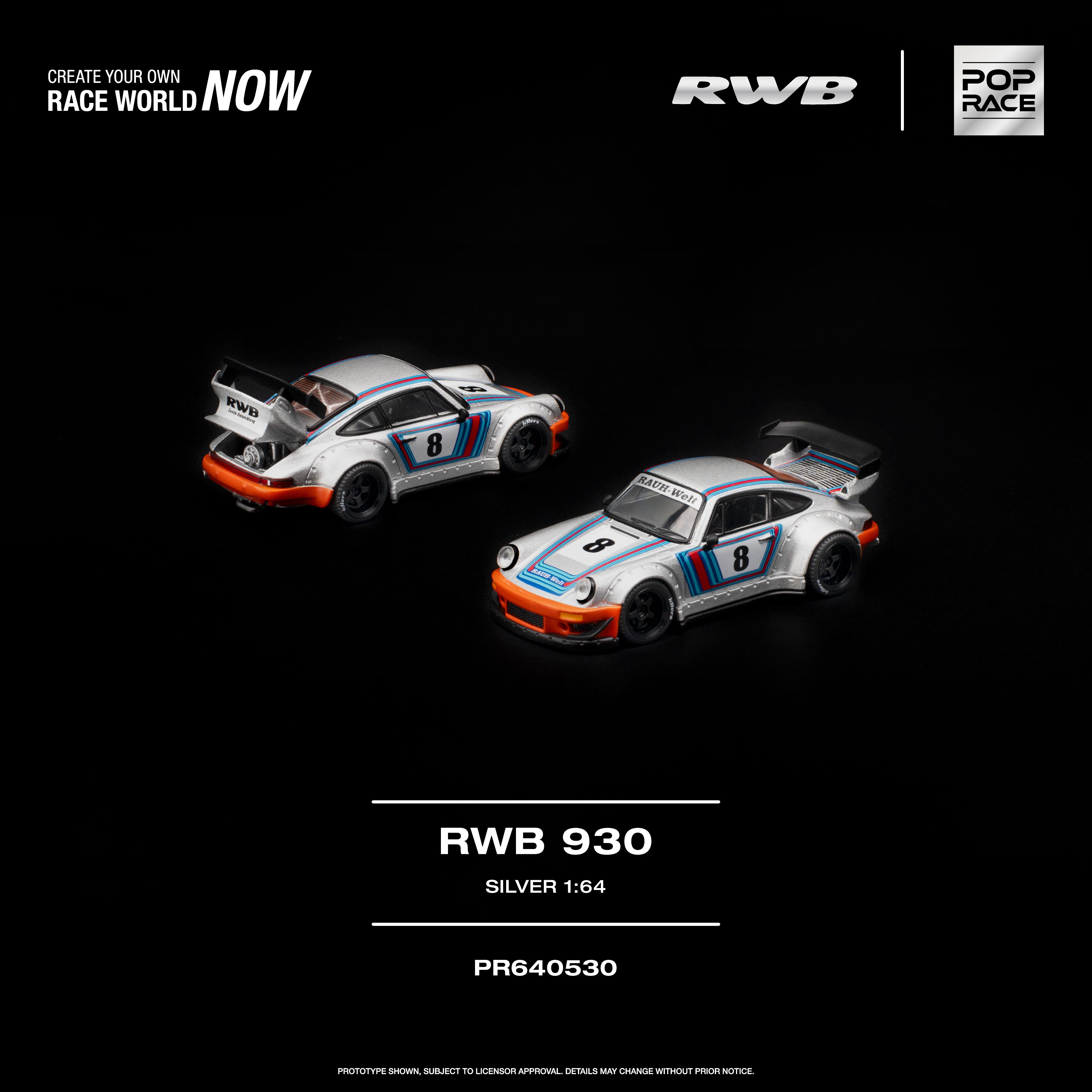 POP RACE 1/64 - RWB 930 SILVER