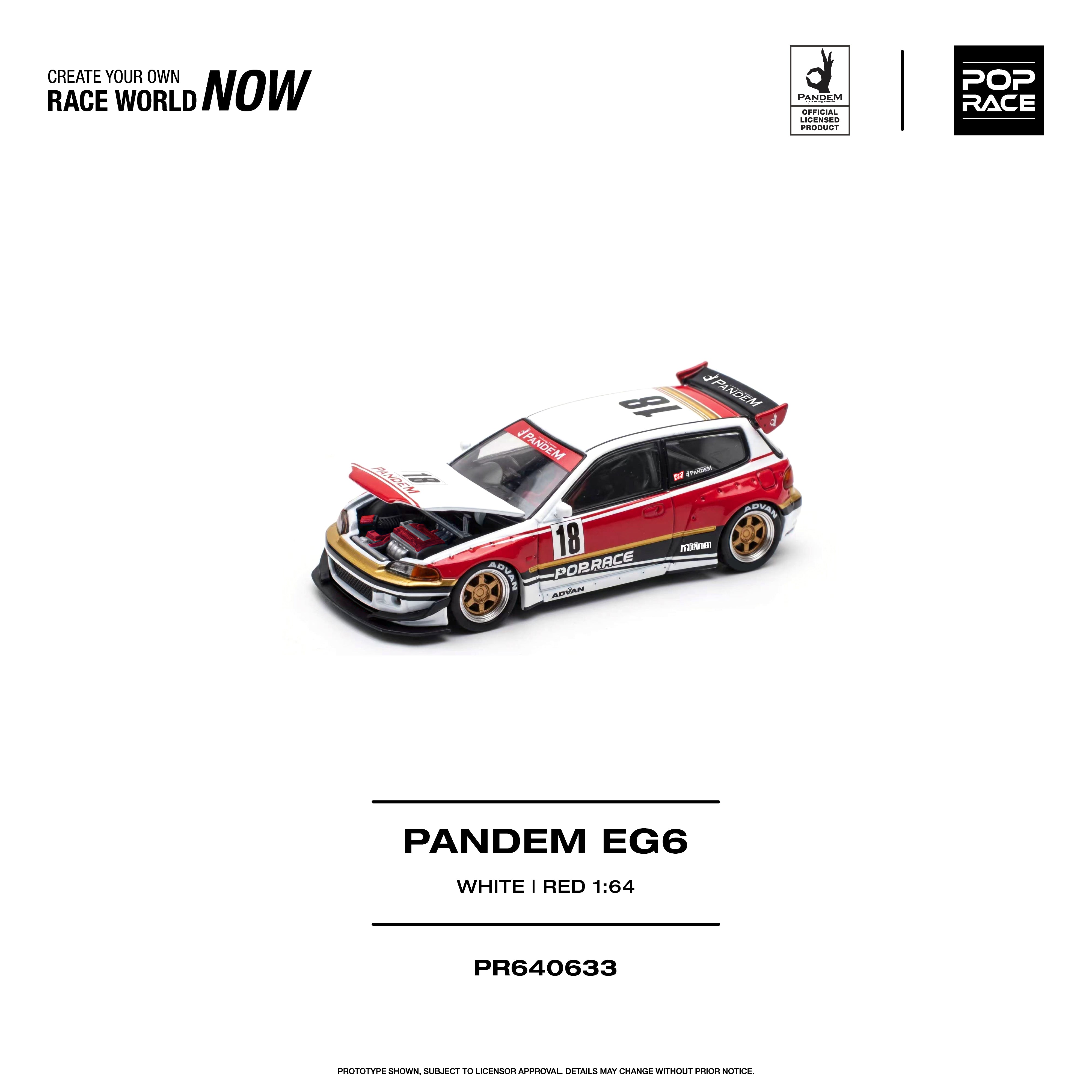 POP RACE 1/64 - PANDEM EG6 WHITE/RED