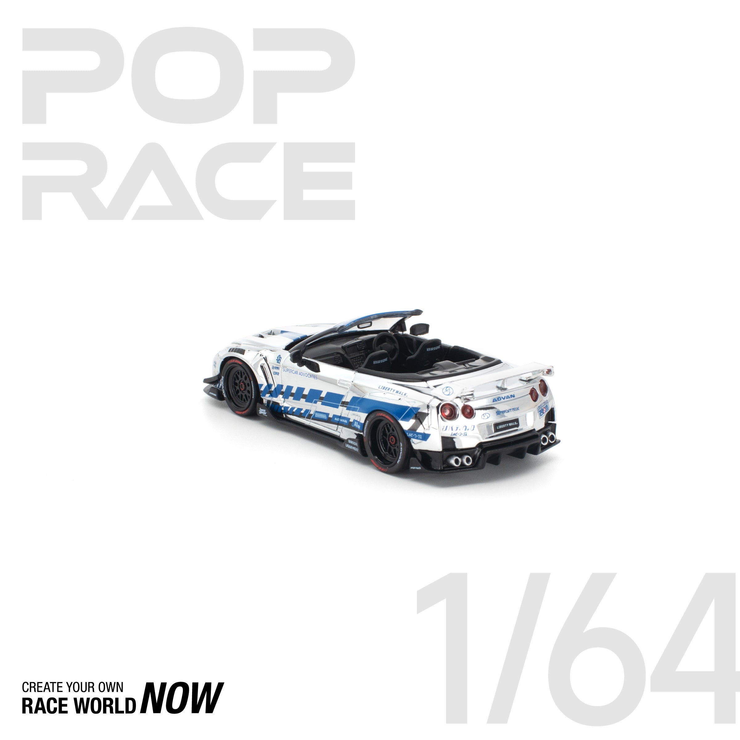 POP RACE 1/64 - LB-WORKS 35GT-R FINAL EDITION SILVER CHROME