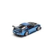 POP Race 1:64 MAZDA RX7 RE-AMEMIYA WIDEBODY - BLUE CHRO