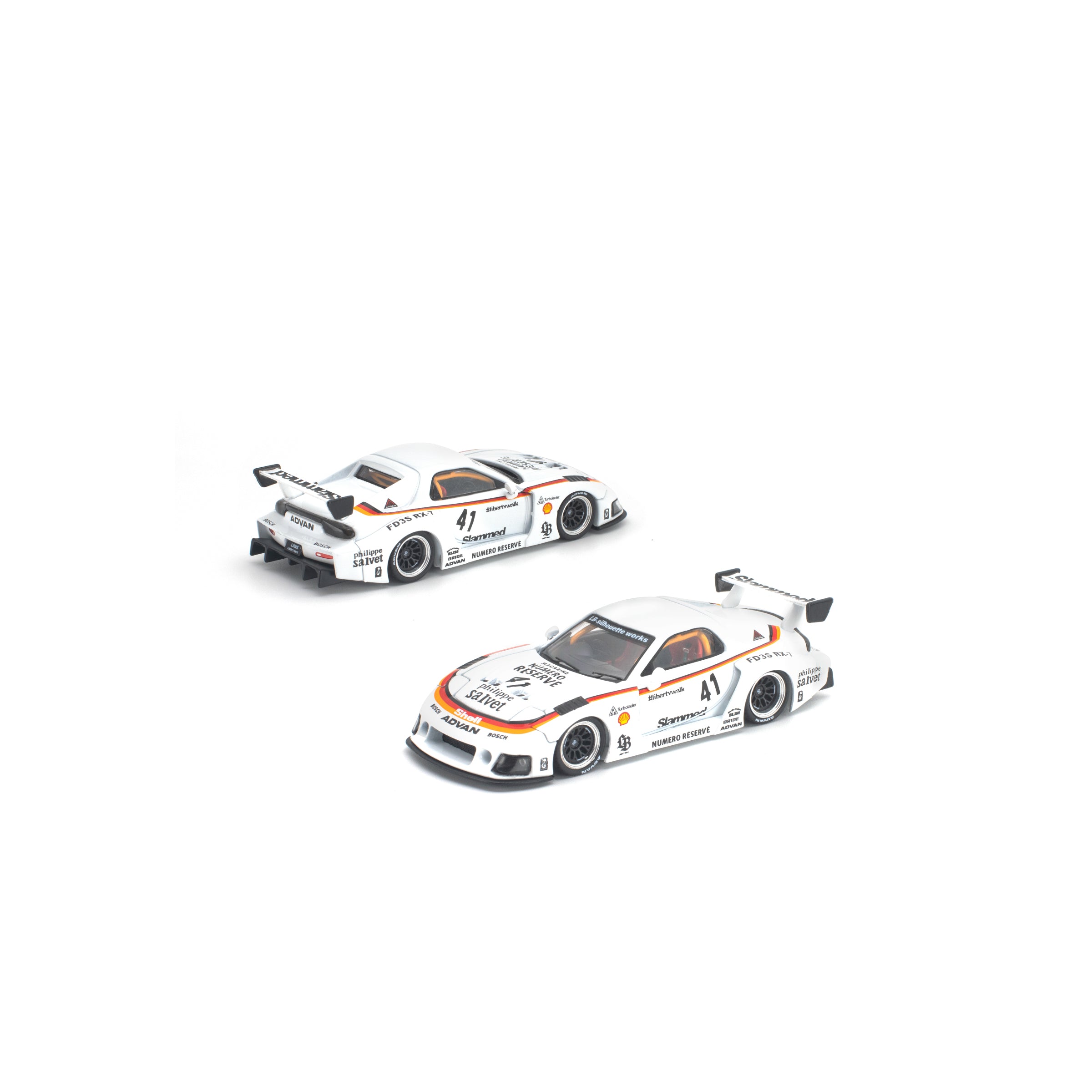POP RACE 1/64- LB SUPER SILHOUETTE RX7 (FD3S) WHITE NEW TOOLING