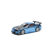 POP Race 1:64 MAZDA RX7 RE-AMEMIYA WIDEBODY - BLUE CHRO