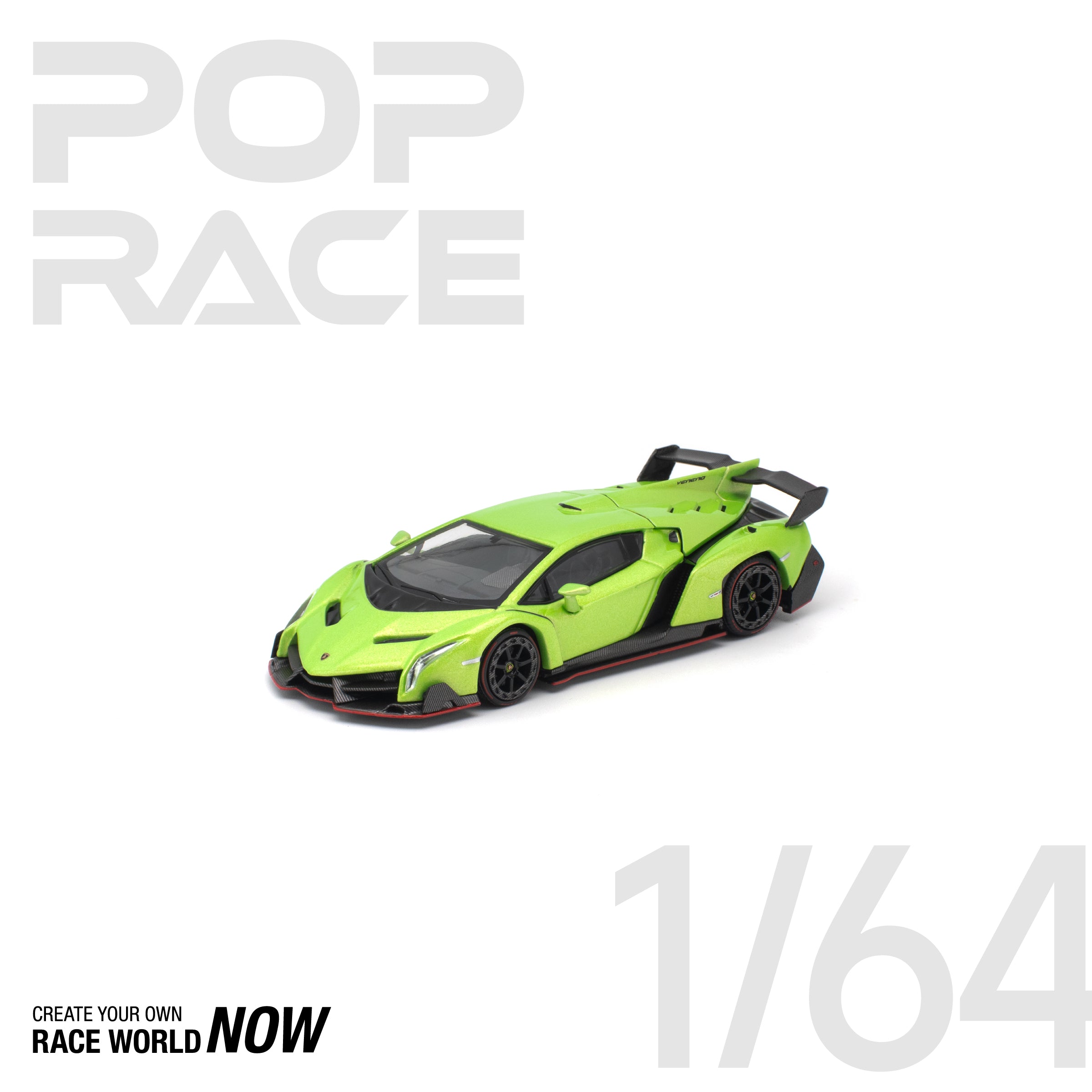 POP RACE 1/64 - LAMBORGHINI VENENO VERDE ITHACA