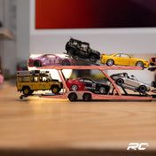 1/64 Shadow Pro Mercedes-Benz Actros Double Level Trailer with Lexus LFA #23 Pink Pig Diecast Car Model