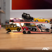 1/64 Shadow Pro Mercedes-Benz Actros Double Level Trailer with Lexus LFA #23 Pink Pig Diecast Car Model