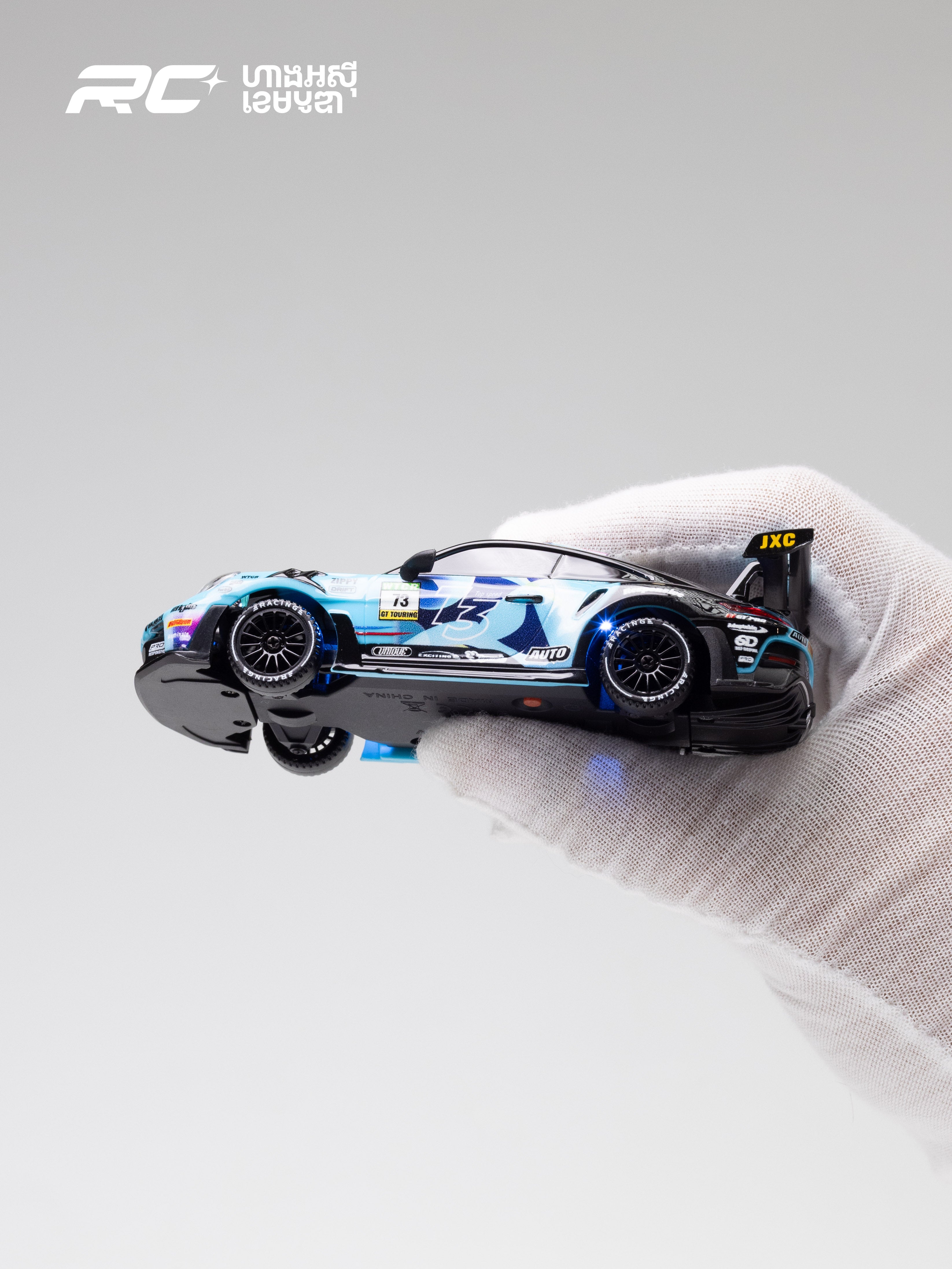 JXC 1/43 GT3 RS RC Blue Drift Car (Ready to Run, 4WD Gyro) (Copy)