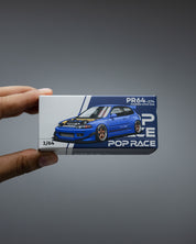 POP RACE 1:64 PANDEM CIVIC EG6 METALLIC BLUE WITH OPEN HOOD PR640174