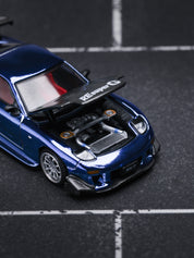 POP Race 1:64 MAZDA RX7 RE-AMEMIYA WIDEBODY - BLUE CHRO