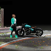 MOREART1:64 TRIUMPHAL BOBBER TRENCH COAT MOTORCYCLE GIRL DOLL SET RESIN MODEL