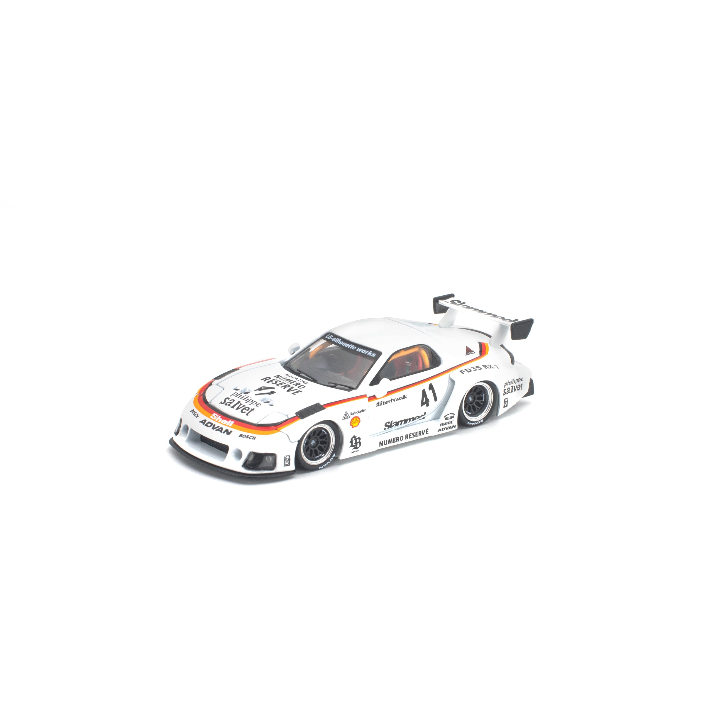 POP RACE 1/64- LB SUPER SILHOUETTE RX7 (FD3S) WHITE NEW TOOLING