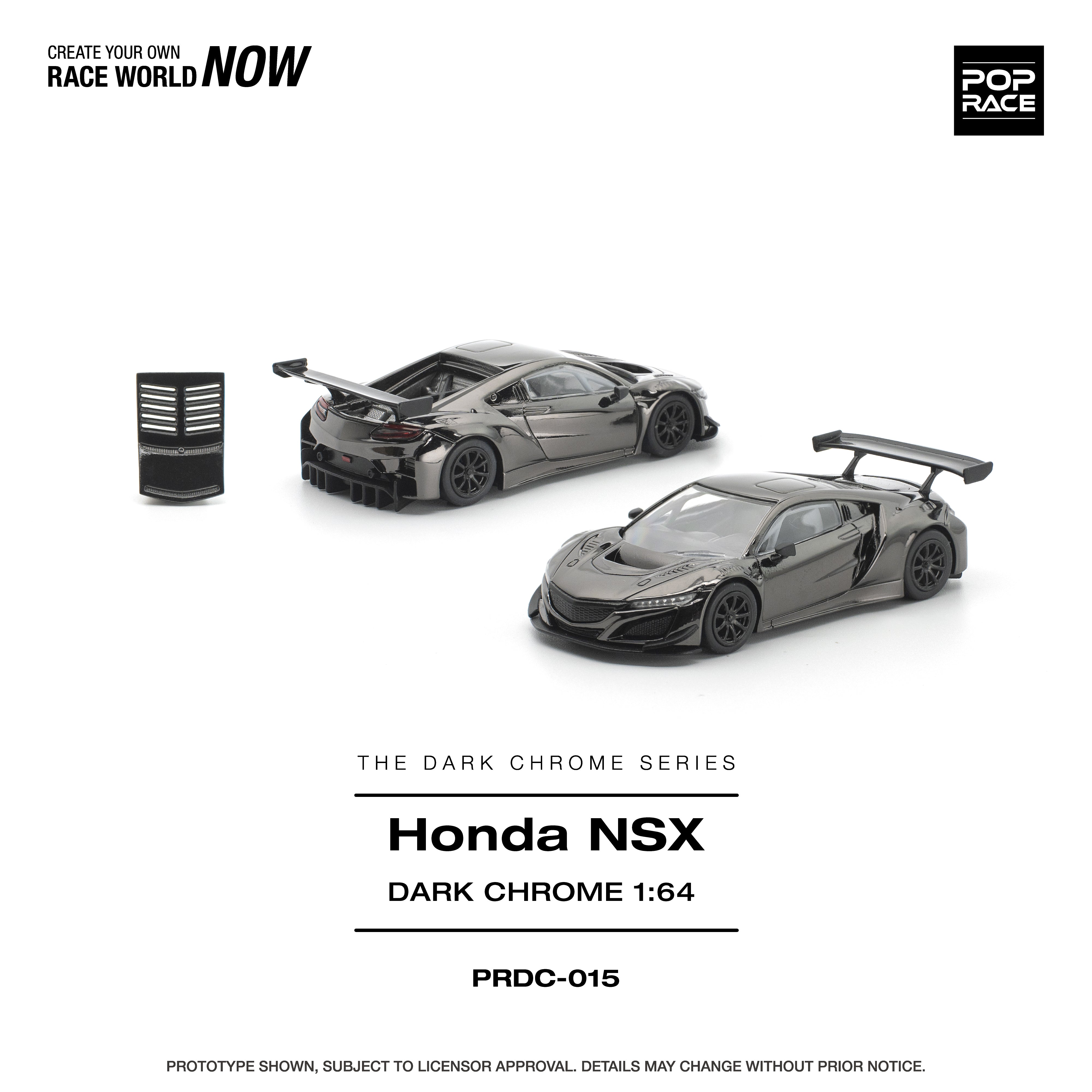 POP RACE 1/64 - HONDA NSX GT3 EV022 DARK CHROME