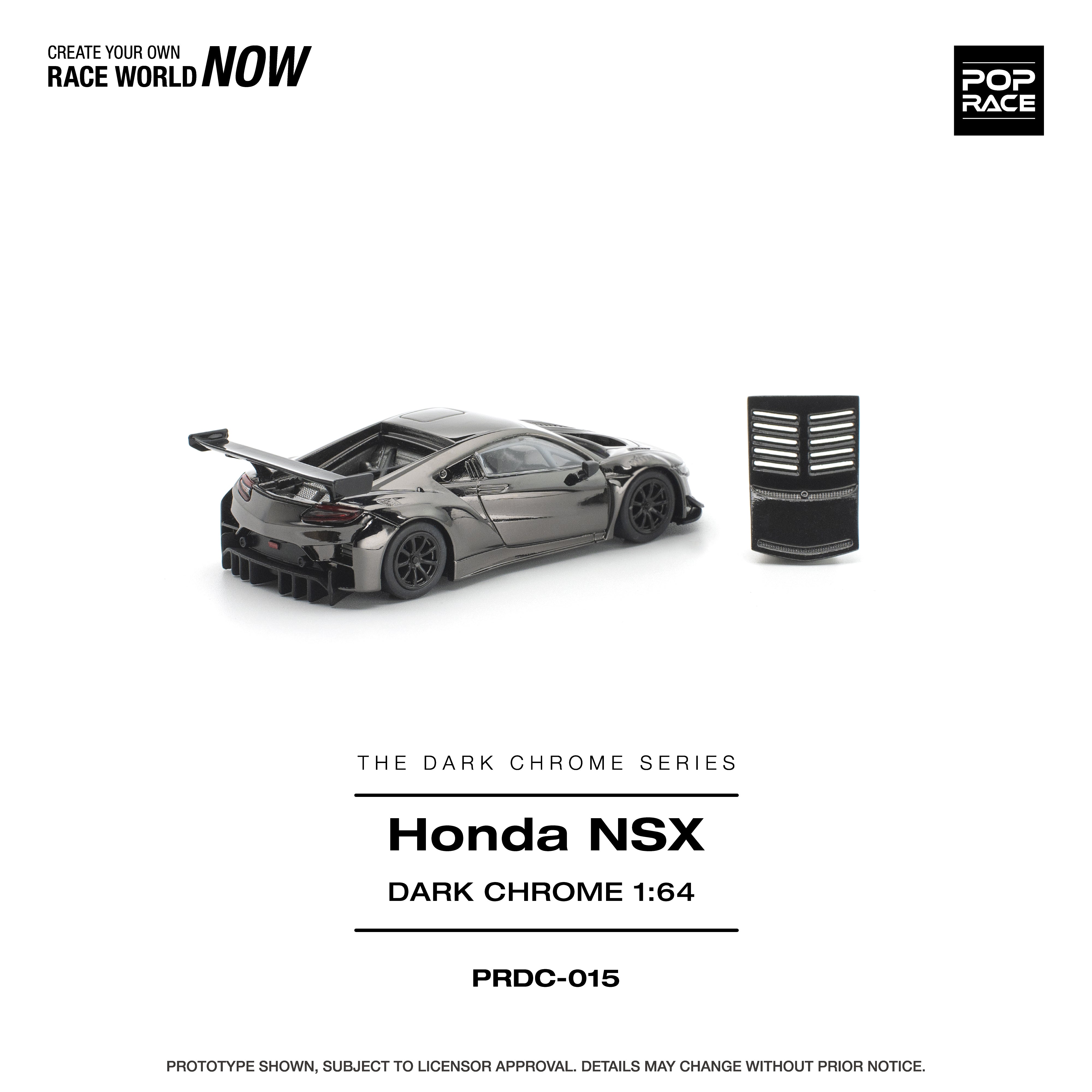POP RACE 1/64 - HONDA NSX GT3 EV022 DARK CHROME