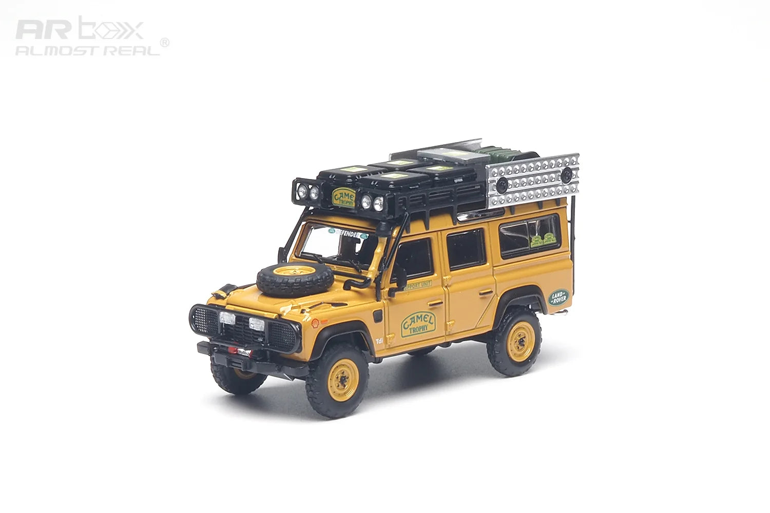  AR BOX 1:64 LAND ROVER DEFENDER 110 "CAMEL TROPHY" SUPPORT UNIT SABAH-MALAYSIA