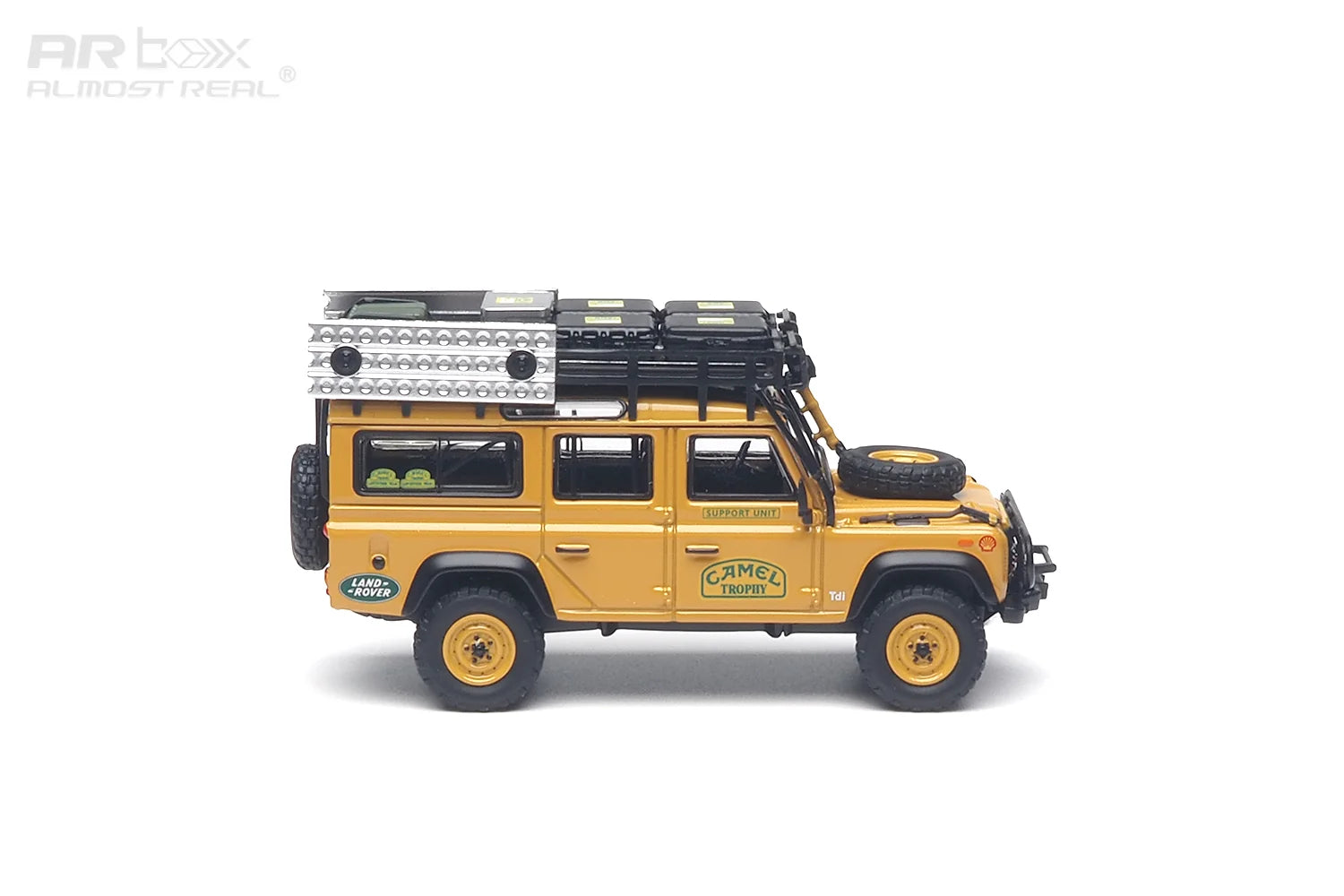  AR BOX 1:64 LAND ROVER DEFENDER 110 "CAMEL TROPHY" SUPPORT UNIT SABAH-MALAYSIA