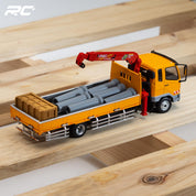 GCD 1:64 Mitsubishi Fuso Fighter (1024) Truck With Crane -RHD. YELLOW
