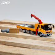GCD 1:64 Mitsubishi Fuso Fighter (1024) Truck With Crane -RHD. YELLOW