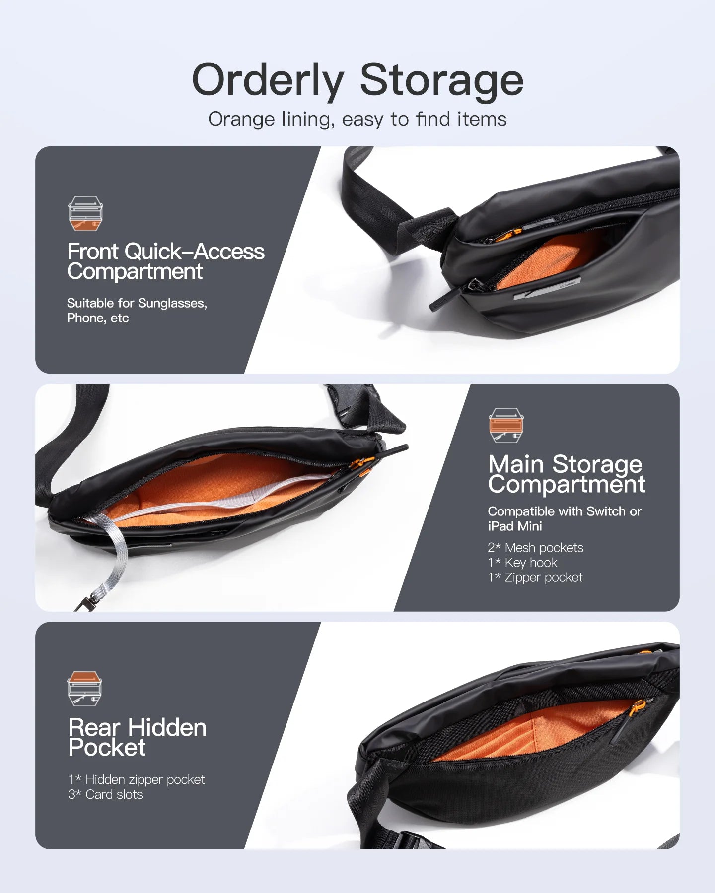 Inateck sling bag - Lightweight Crossbody Bag with Quick-adjust Strap