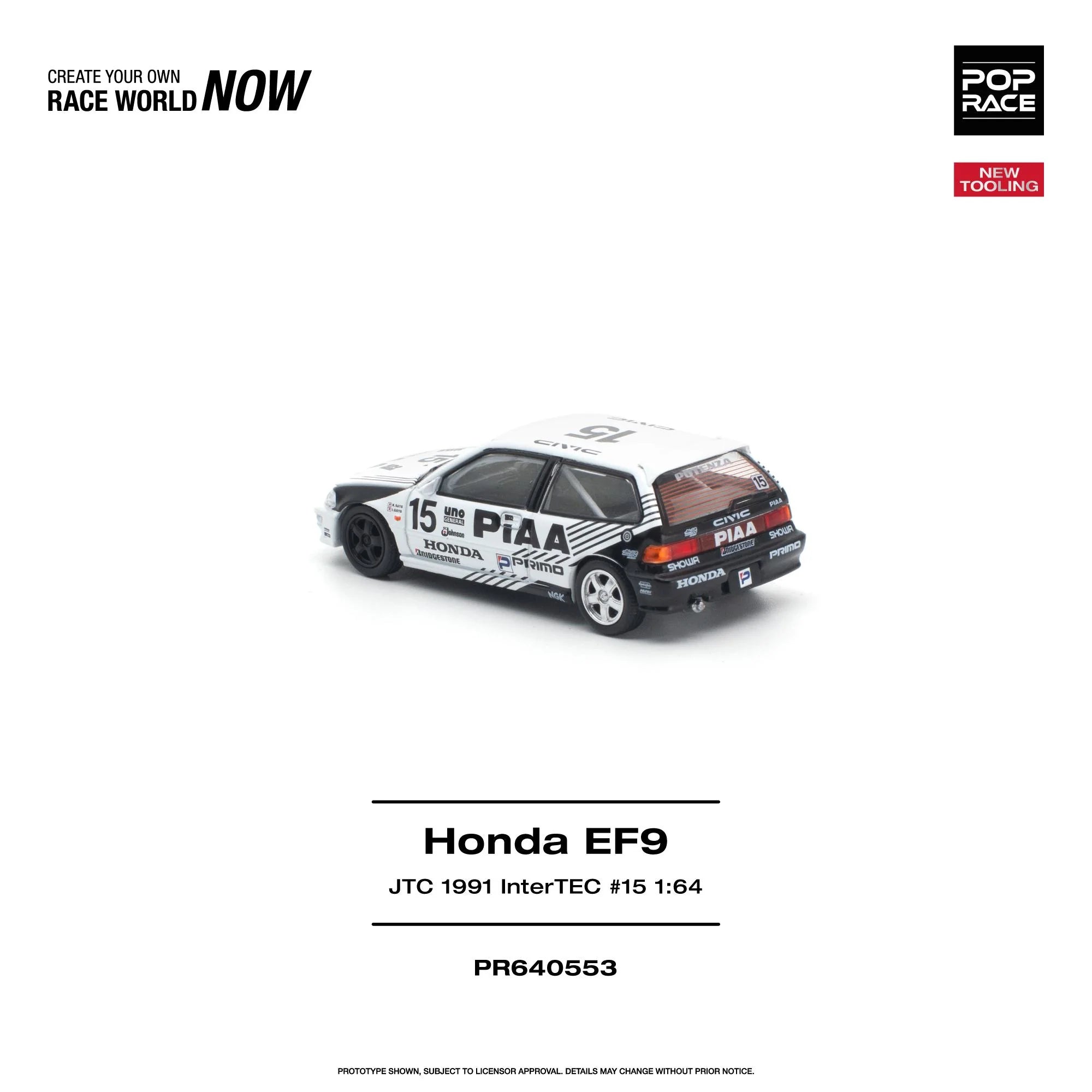 POP RACE 1/64 - HONDA CIVIC (EF9) #15 JTC 1991 InterTEC