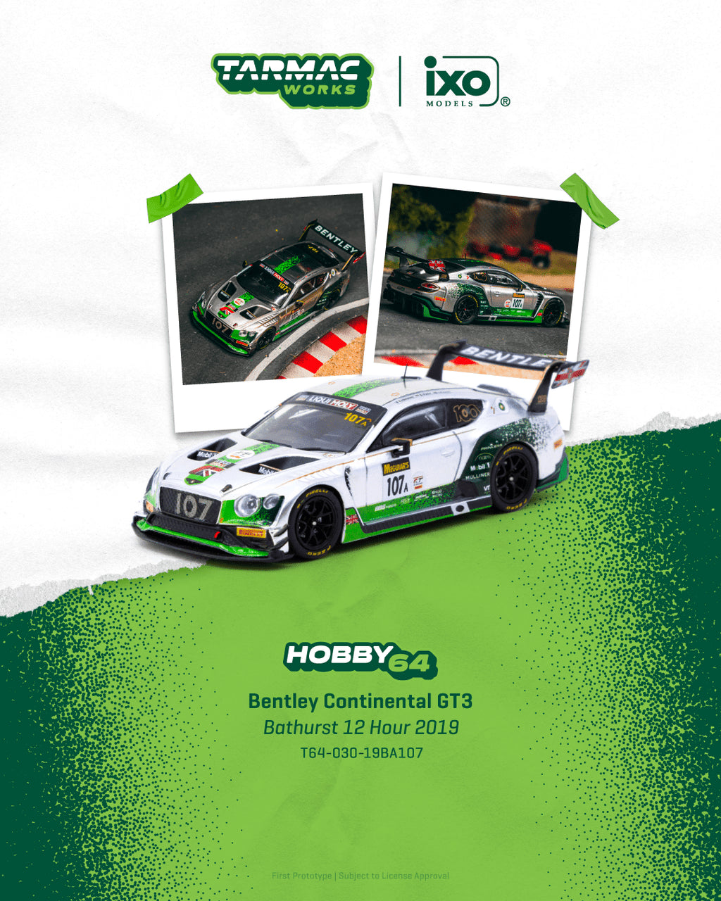 Tarmac Works 1/64 - Bentley Continental GT3 Bathurst 12 Hour 2019