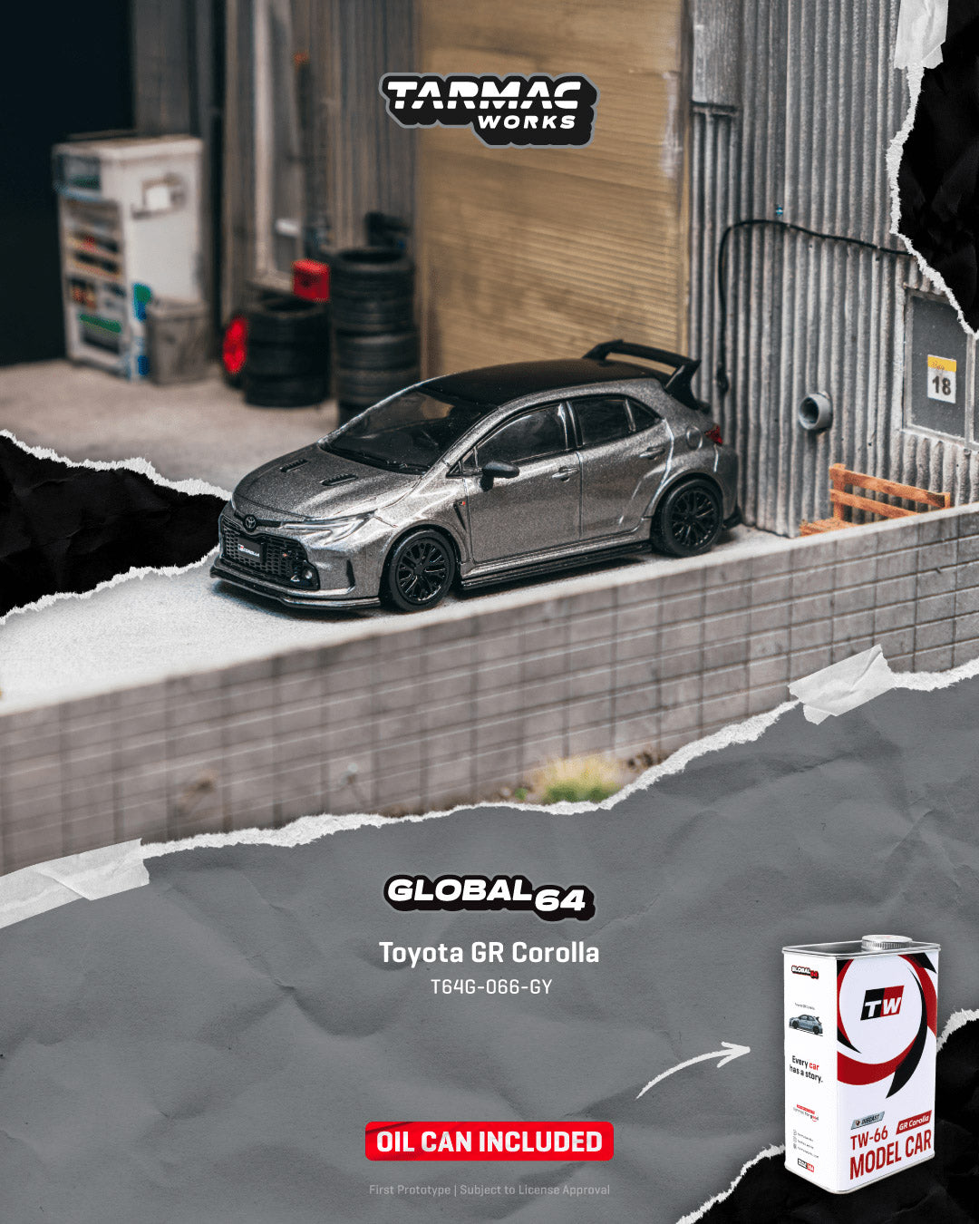 Tarmac Work 1/64 Toyota GR Corolla Grey
