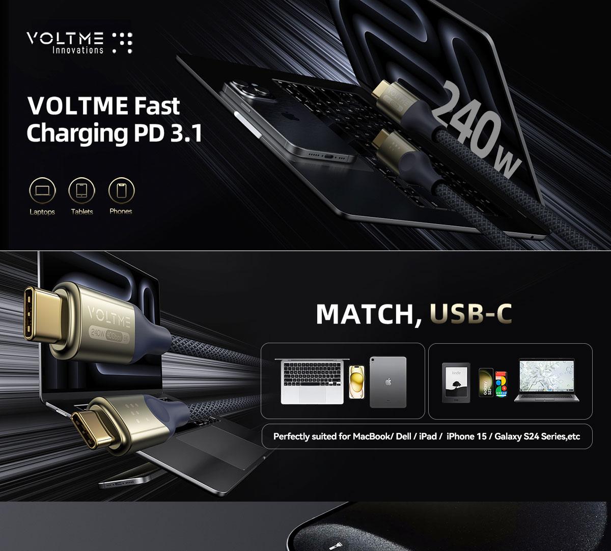 VOLTME POWERLINK UTRON CTC 240W 5A 40GPBS 1.2M | BLACK
