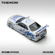 TimeMicro 1:64 Skyline GT-R R34 "Drift Flame" white alloy simulation