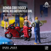 Moreart 1:64 Honda CBR1100XX Metal Red Motorcycle Girl Simulation Resin model