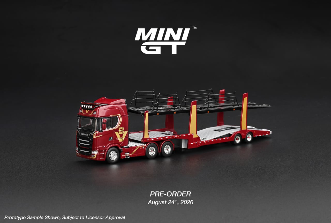 MINIGT 1/64 sporter V8 50th anniversary + Car transporter Red 8