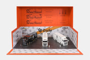 GCD 1:64 Mitsubishi Fuso Super Great Transport LBWK 3 trucks set special edition + 1 X Chase sport car included