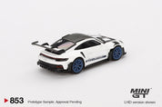 MINIGT - Porsche 911 (992) GT3 RS Weissach Package White withIndigo Blue RHD